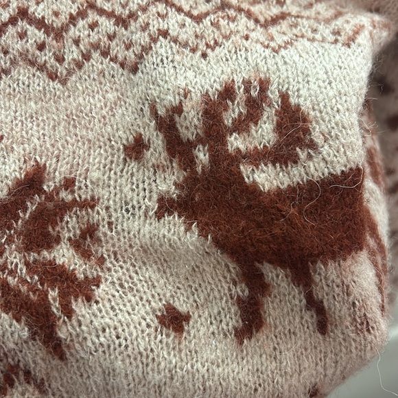 NWOT Free People Cropped Balloon Sleeve Snow Globe Gingerbread Cookie Sweater S - Picture 4 of 5